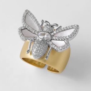 GOLD BEE SHELL CZ STATEMENT ADJUSTABLE RING